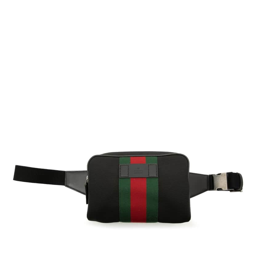 Gucci Canvas Techno Web Belt Bag Black Very good condition - Front View