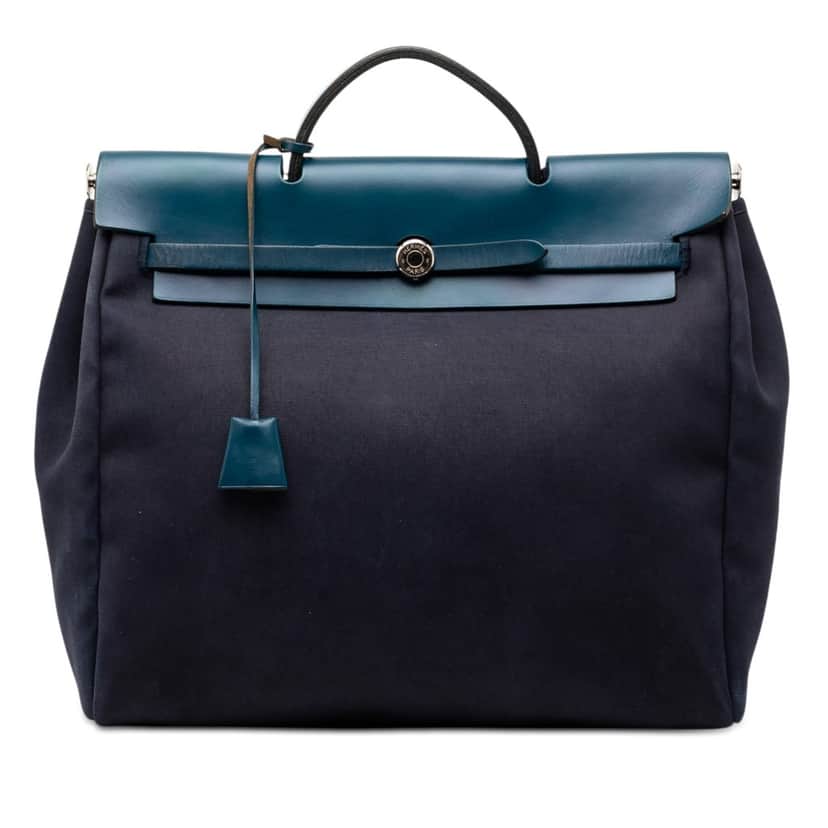 Hermès Toile Herbag MM Blue Very good condition - Front View