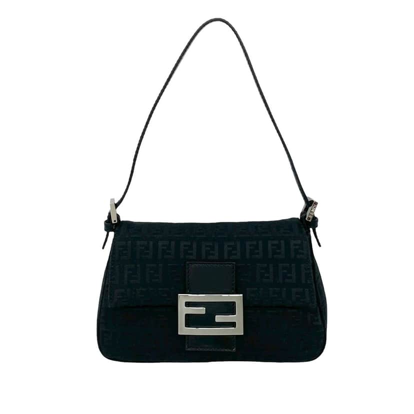 Fendi Mini Zucchino Canvas Mamma Forever Black Very good condition - Front View