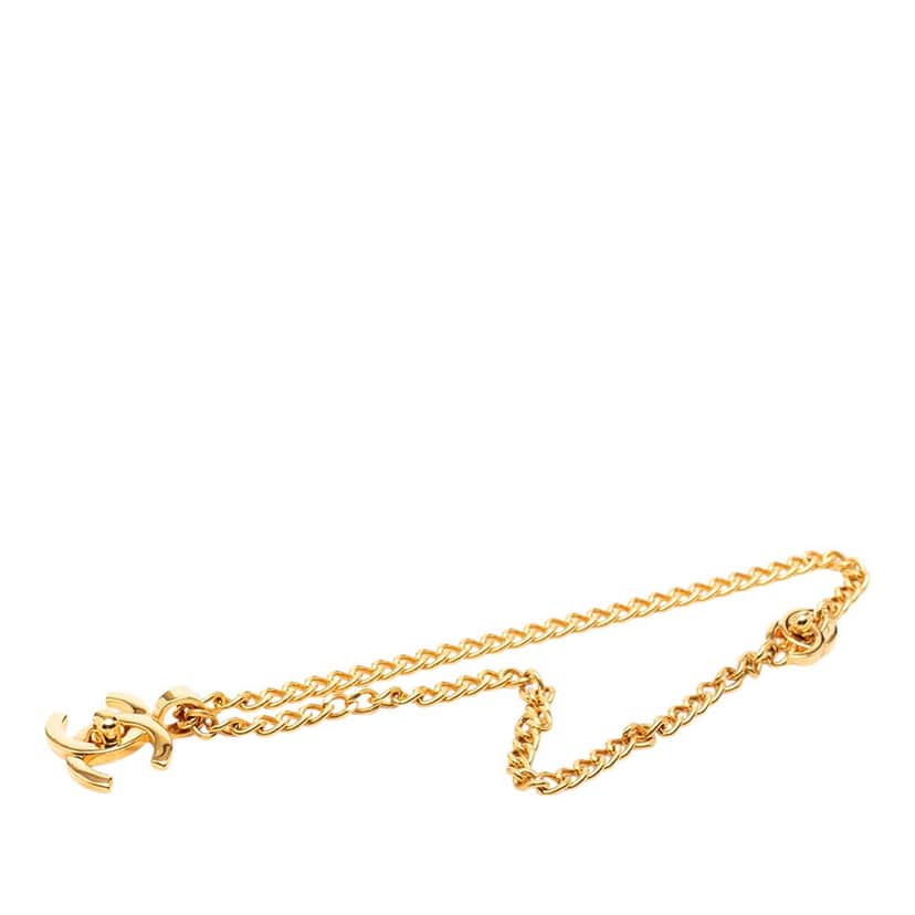 Chanel CC Gold Plated Turn Lock Pendant Necklace Gold Metal Very good condition - Front View
