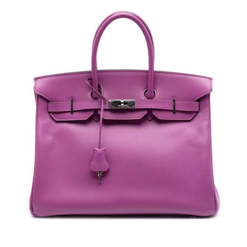 Hermès Epsom Birkin Retourne 35 Purple Leather Very good condition - Front View