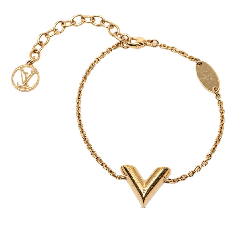 Louis Vuitton Gold Plated Essential V Bracelet Gold Metal Very good condition - Front View