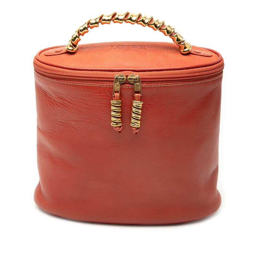 LOEWE Leather Velasquez Twist Vanity Bag Orange Leather Very good condition - Front View