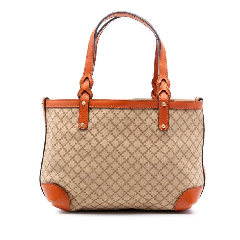 Gucci Small Diamante Canvas Craft Tote Beige Very good condition - Front View