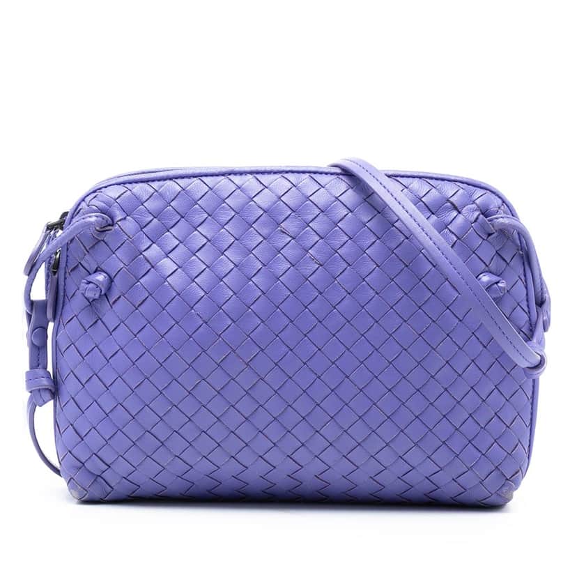 Bottega Veneta Nappa Intrecciato Nodini Crossbody Purple Leather Very good condition - Front View