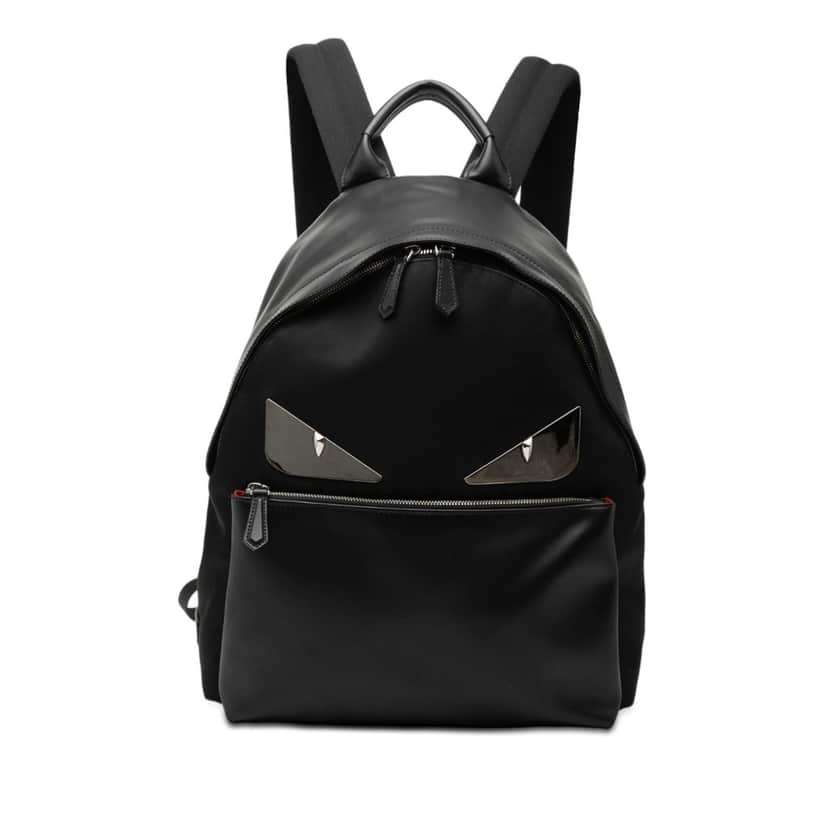 Fendi Nylon and Leather Bug Eyes Monster Backpack Black Very good condition - Front View