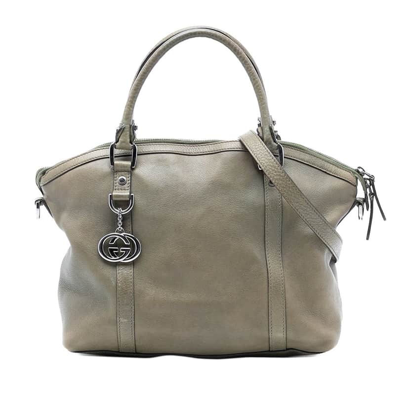 Gucci Leather GG Charm Dome Satchel Brown Leather Never worn, with tag - Front View