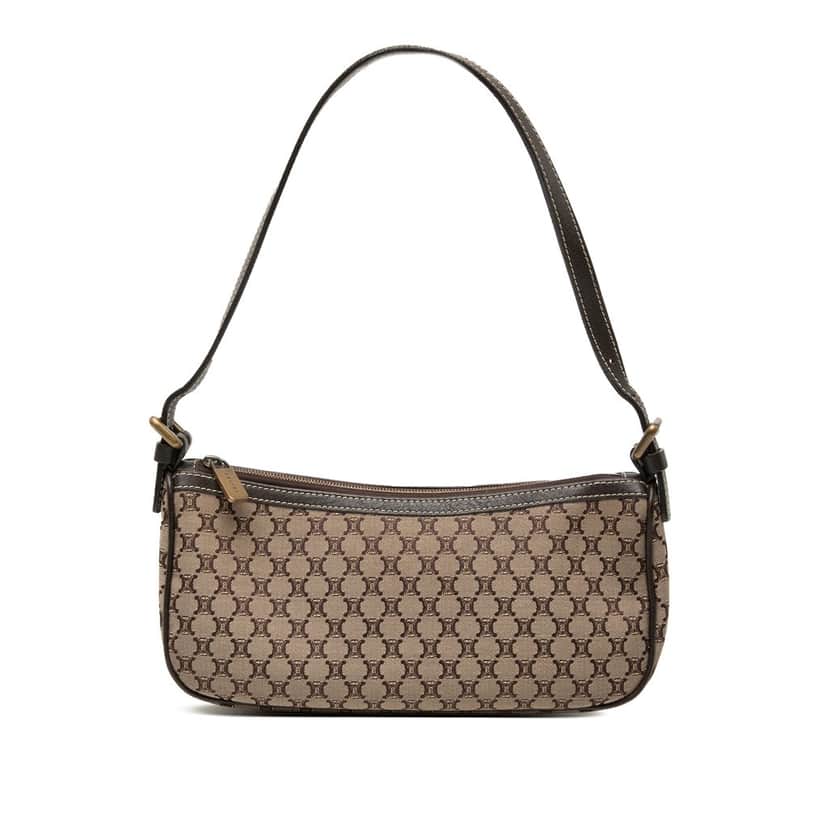 Celine Macadam Canvas Shoulder Bag Beige Very good condition - Front View