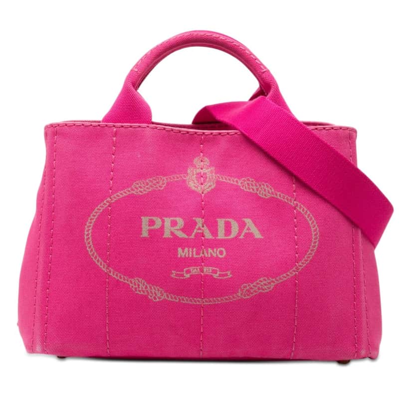 Prada Small Canvas Canapa Logo Satchel Pink Very good condition - Front View