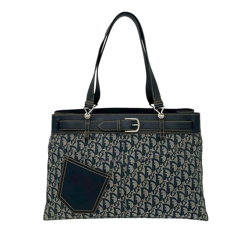 Dior Diorissimo Trotter Canvas Jeans Pocket Tote Blue Very good condition - Front View
