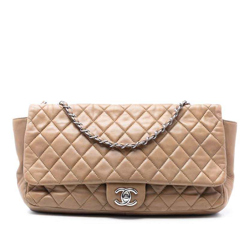 Chanel Jumbo Quilted Lambskin Coco Rain Flap Brown Leather Never worn, with tag - Front View