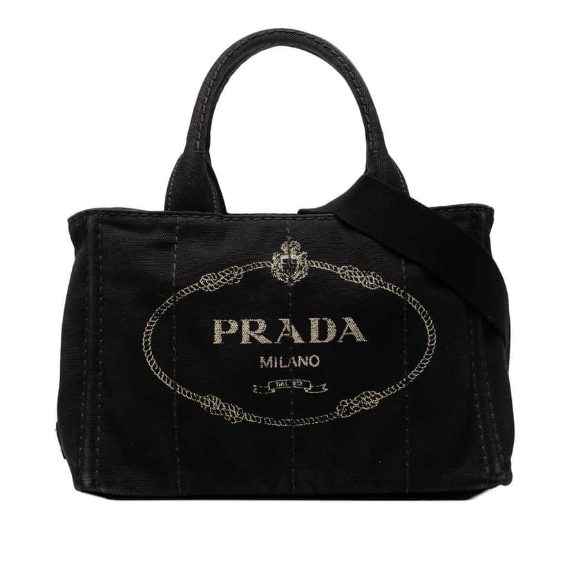 Prada Small Canvas Canapa Logo Satchel Black Very good condition - Front View