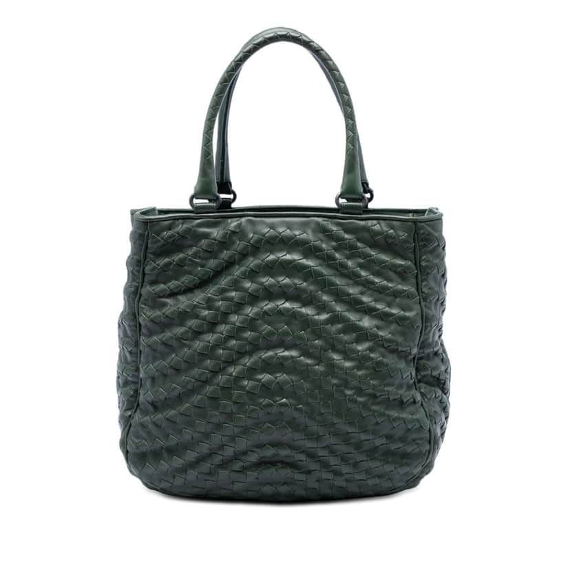 Bottega Veneta Large Nappa Intrecciato Maggiore Tote Green Leather Very good condition - Front View