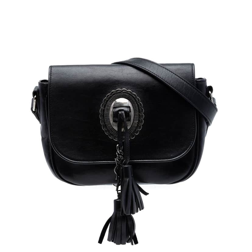 Saint Laurent Calfskin Kim Tassel Crossbody Black Leather Very good condition - Front View