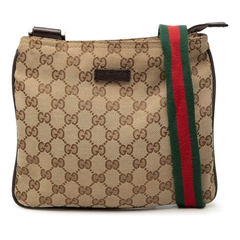 Gucci GG Canvas Web Crossbody Beige Very good condition - Front View