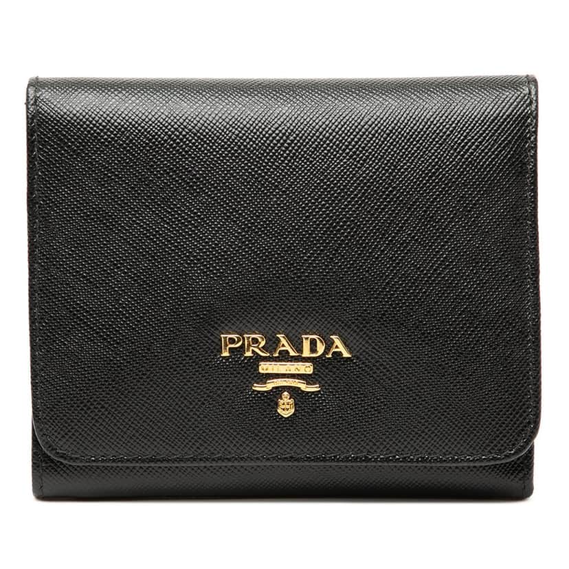 Prada Saffiano Trifold Wallet Black Leather Very good condition - Front View