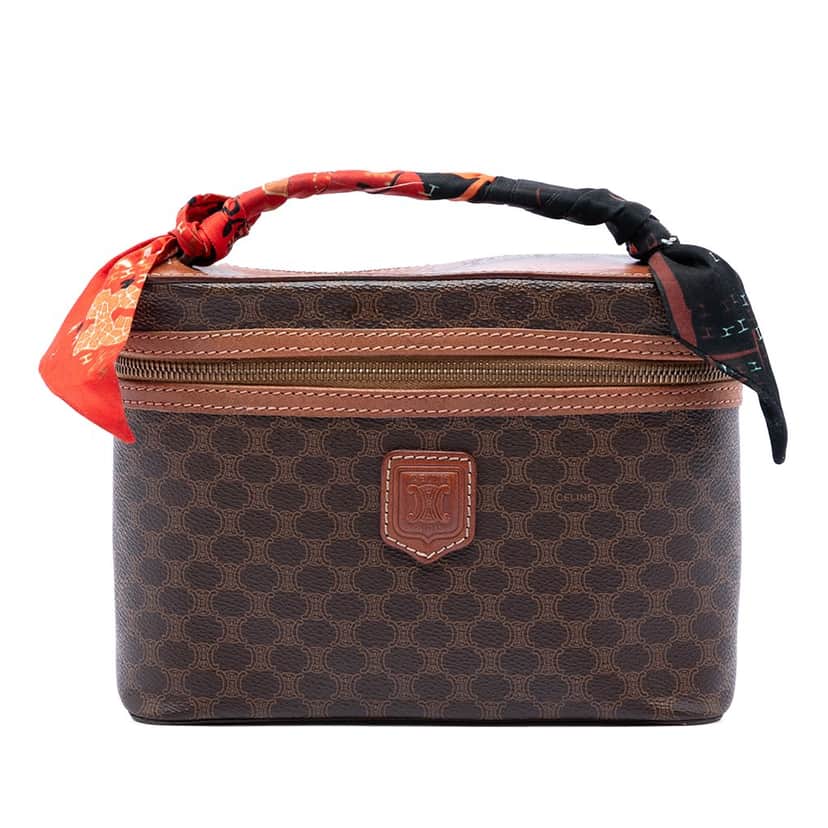Celine Macadam Coated Canvas Vanity Bag Brown Very good condition - Front View