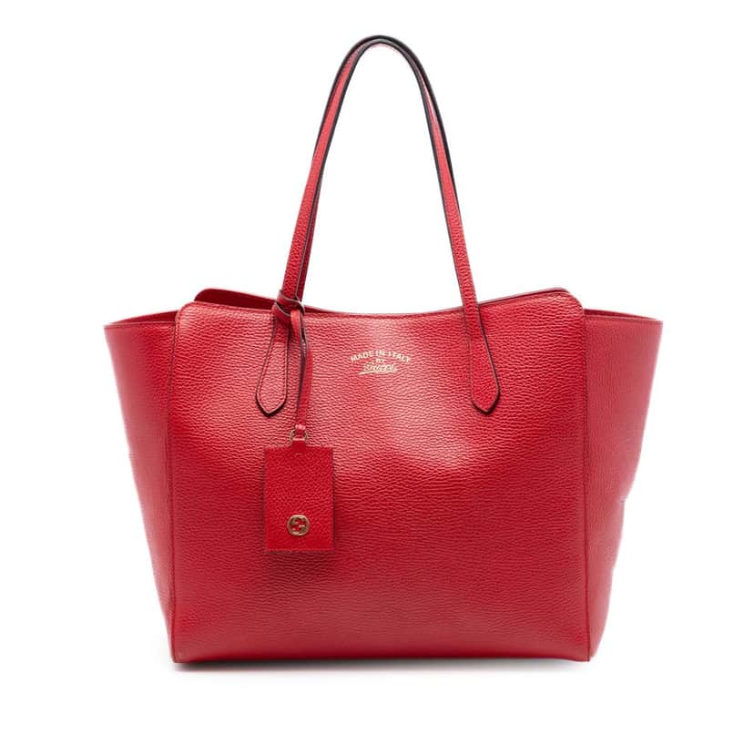 Gucci Medium Leather Swing Tote Red Leather Very good condition - Front View
