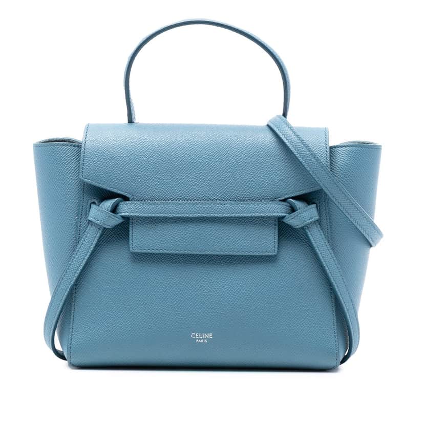 Celine Nano Grained Calfskin Belt Bag Blue Leather Very good condition - Front View