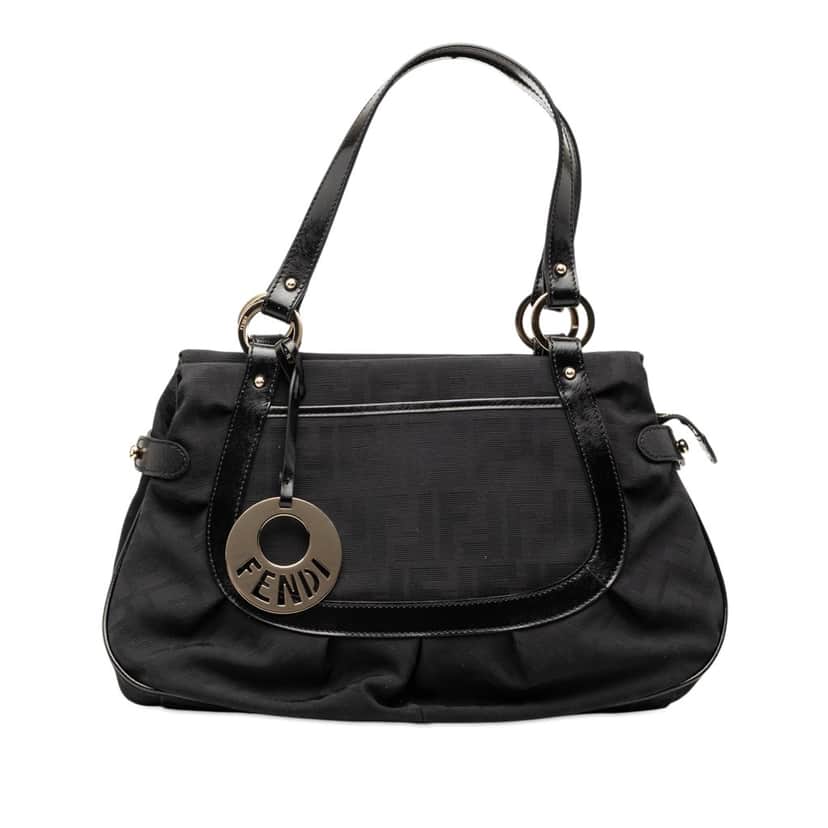 Fendi Zucca Canvas Chef Shoulder Bag Black Very good condition - Front View