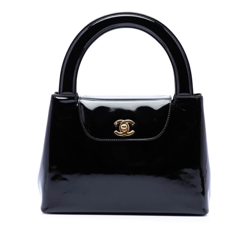 Chanel Patent Kelly Top Handle Flap Black Leather Very good condition - Front View