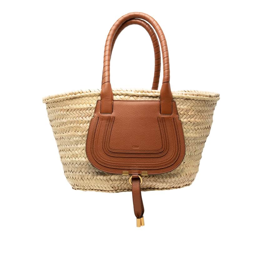 Chloé Medium Raffia Marcie Basket Tote Beige Very good condition - Front View