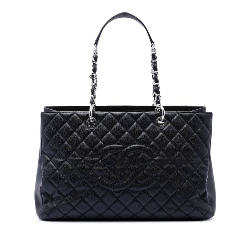 Chanel Caviar Grand Shopping Tote XL Black Leather Very good condition - Front View