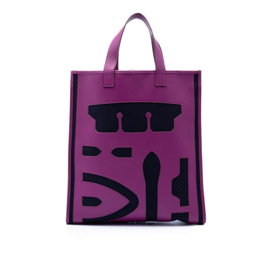 Hermès Epsom and Felt Petit H Skeleton Vertical Tote GM Purple Leather Very good condition - Front View