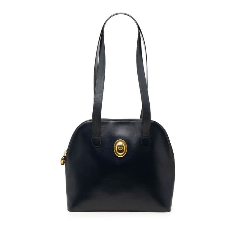 Dior Leather Logo Shoulder Bag Black Leather Very good condition - Front View