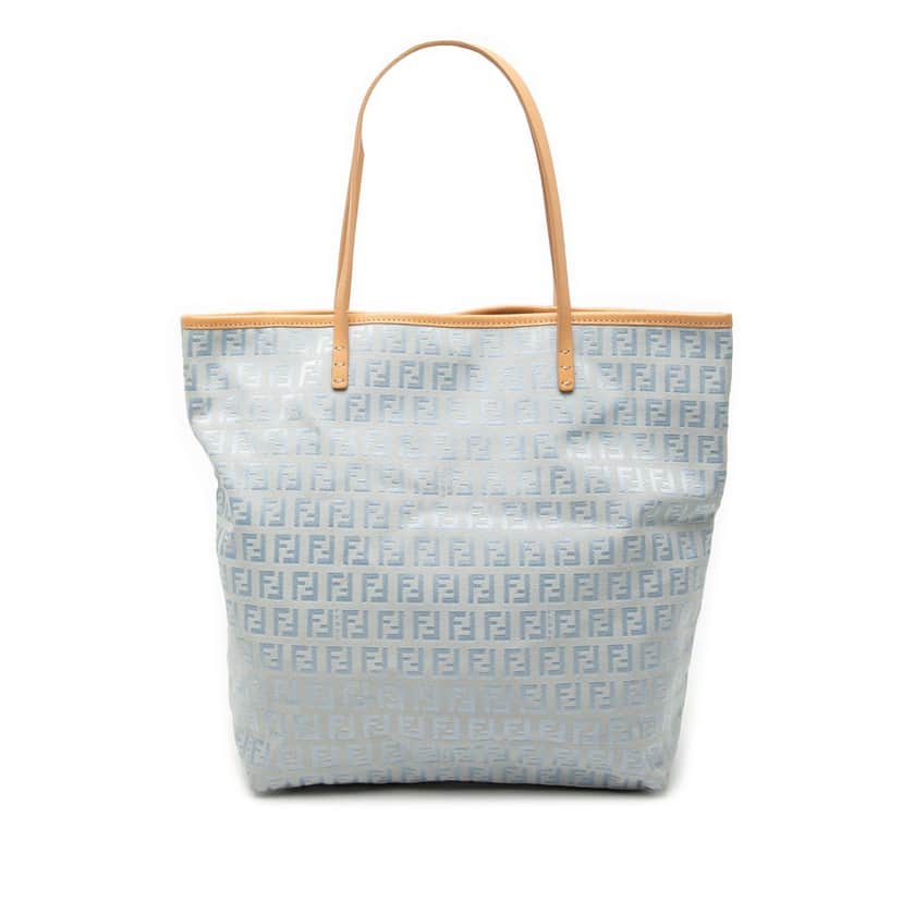 Fendi Small Zucchino Canvas Roll Tote Blue Very good condition - Front View