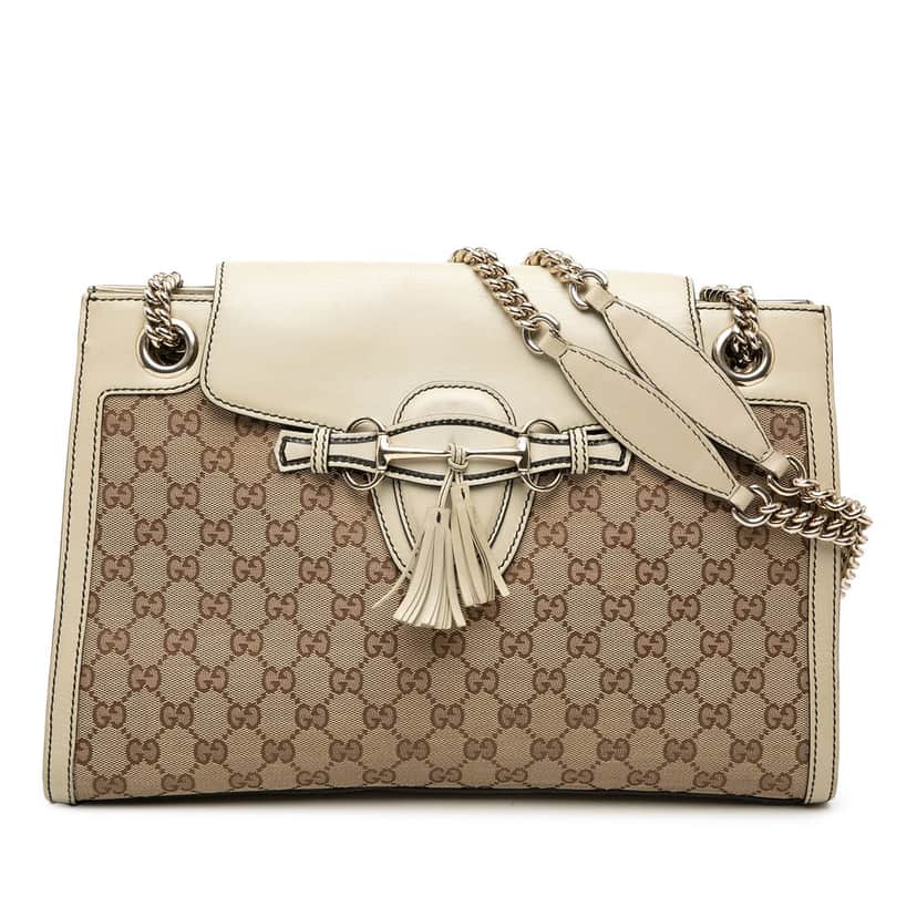 Gucci Large GG Canvas Emily Shoulder Bag Beige Very good condition - Front View