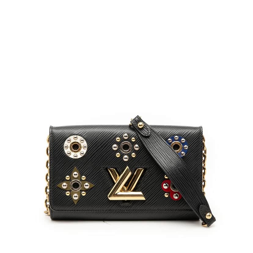 Louis Vuitton Epi Mechanical Flowers Twist Chain Wallet Black Leather Very good condition - Front View