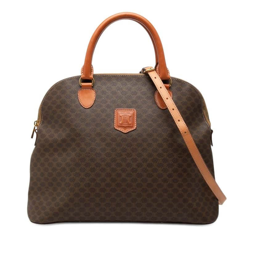 Celine Macadam Coated Canvas Dome Satchel Brown Very good condition - Front View