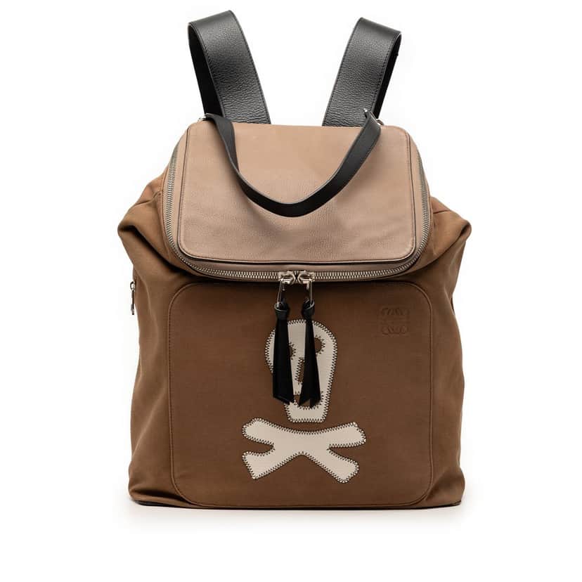 LOEWE Large Canvas Skull Goya Backpack Brown Very good condition - Front View
