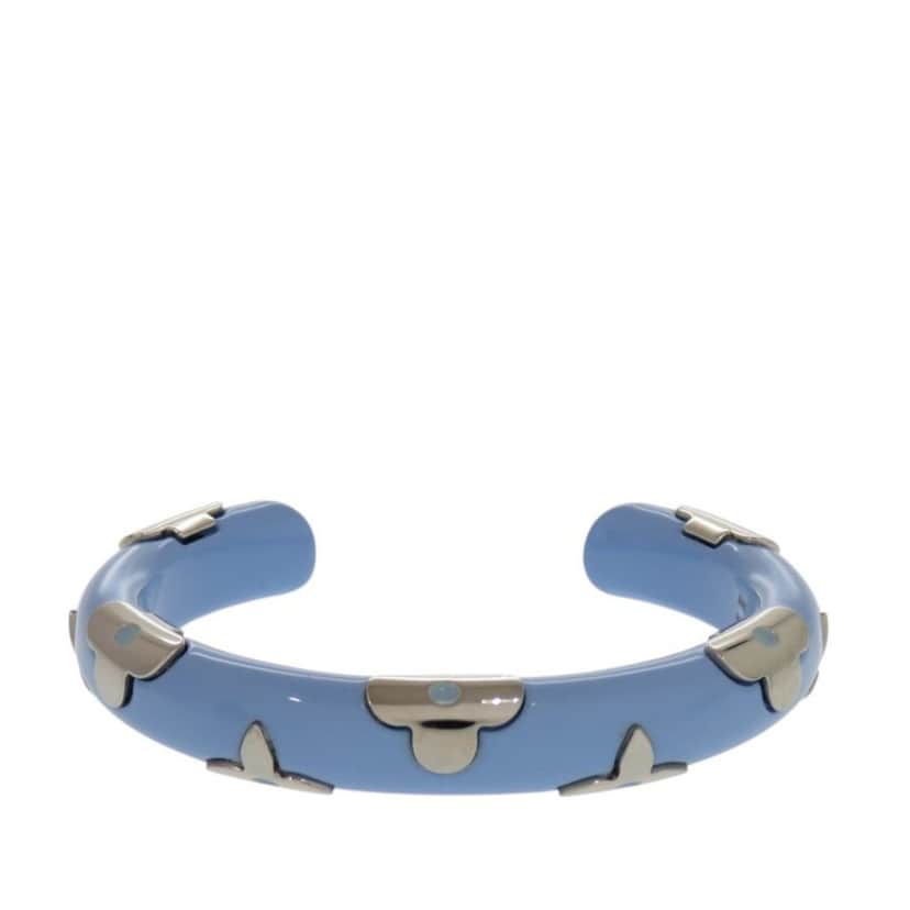 Louis Vuitton Resin and Brass Daily Monogram Cuff Bracelet Blue Plastic Very good condition - Front View