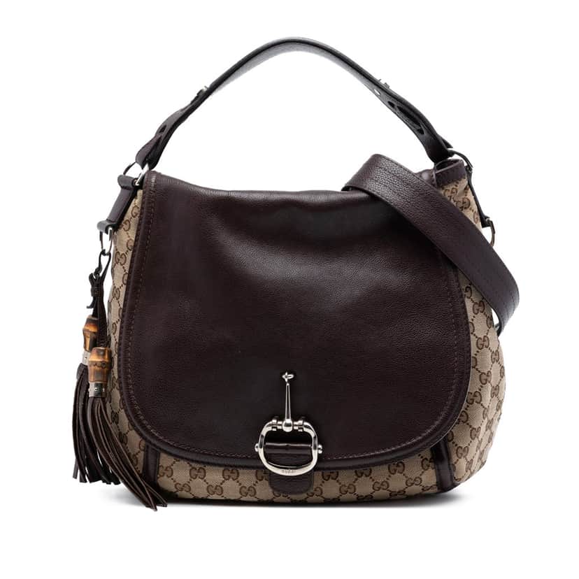 Gucci Large GG Canvas Techno Horsebit Satchel Beige Very good condition - Front View