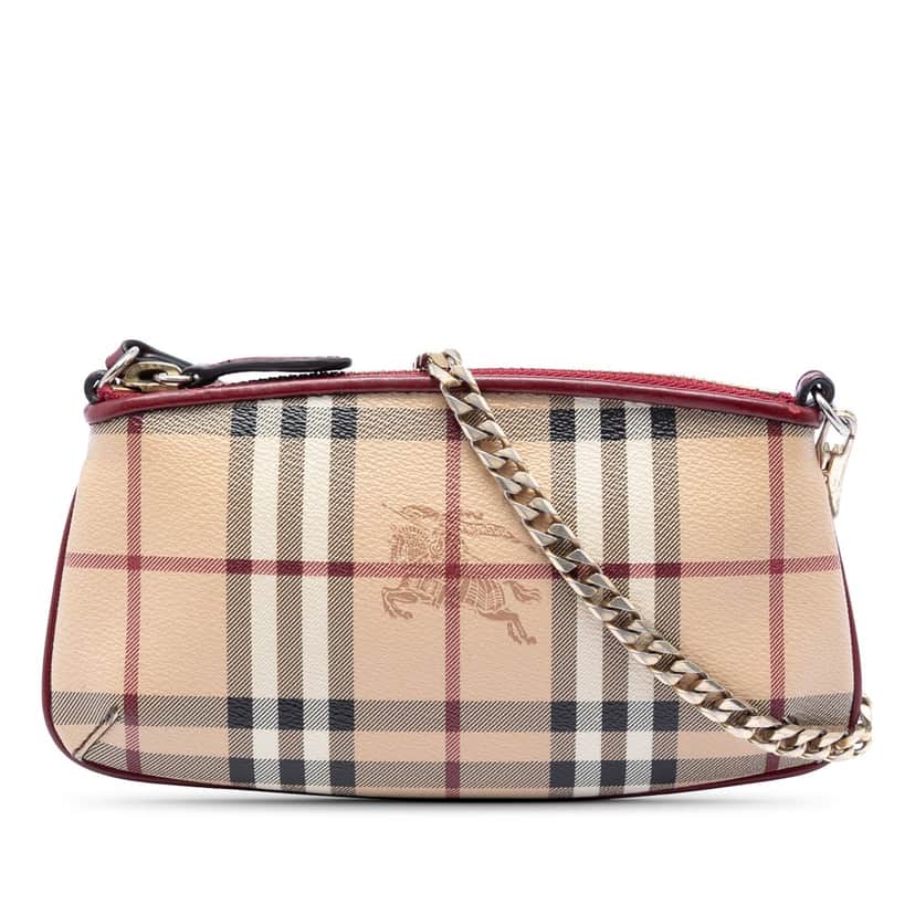 Burberry Haymarket Check Coated Canvas Clara Pochette Beige Very good condition - Front View