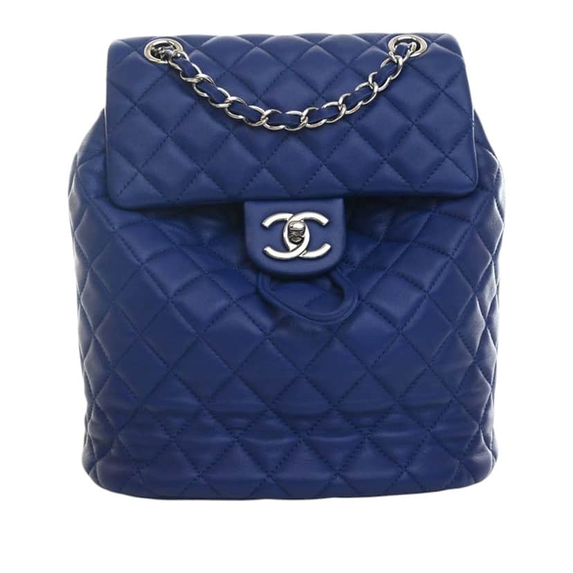 Chanel Small Lambskin Urban Spirit Backpack Blue Leather Very good condition - Front View