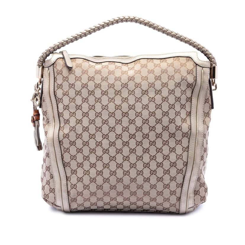 Gucci Large GG Canvas Bella Shoulder Bag Beige Very good condition - Front View