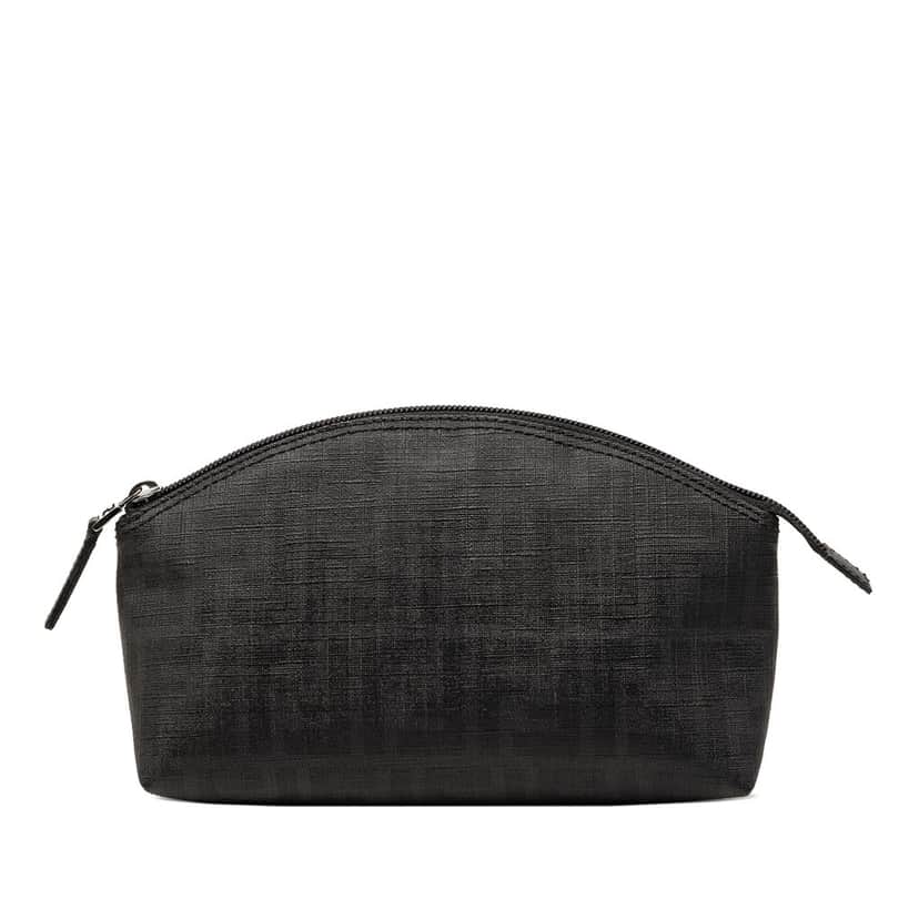 Fendi Zucca Coated Canvas Cosmetic Pouch Black Very good condition - Front View