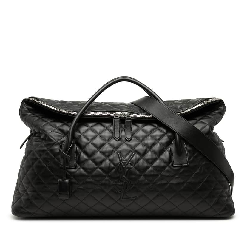 Saint Laurent Quilted Calfskin ES Giant Travel Bag Black Leather Very good condition - Front View