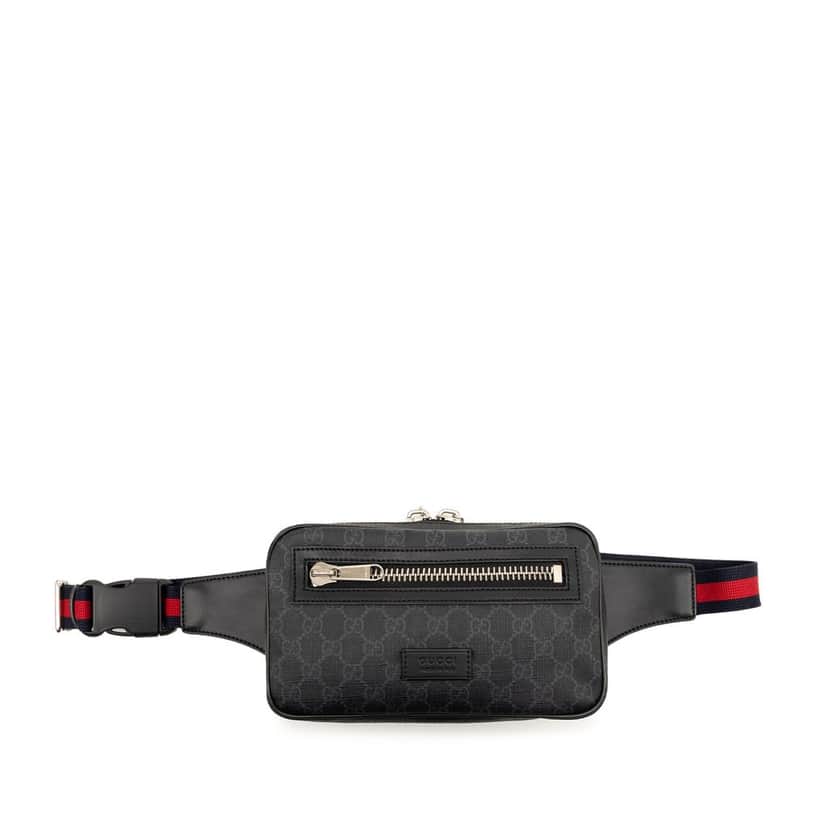 Gucci GG Supreme Web Belt Bag Black Very good condition - Front View