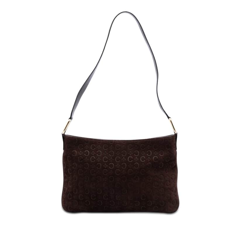 Celine C Macadam Suede Shoulder Bag Brown Leather Very good condition - Front View