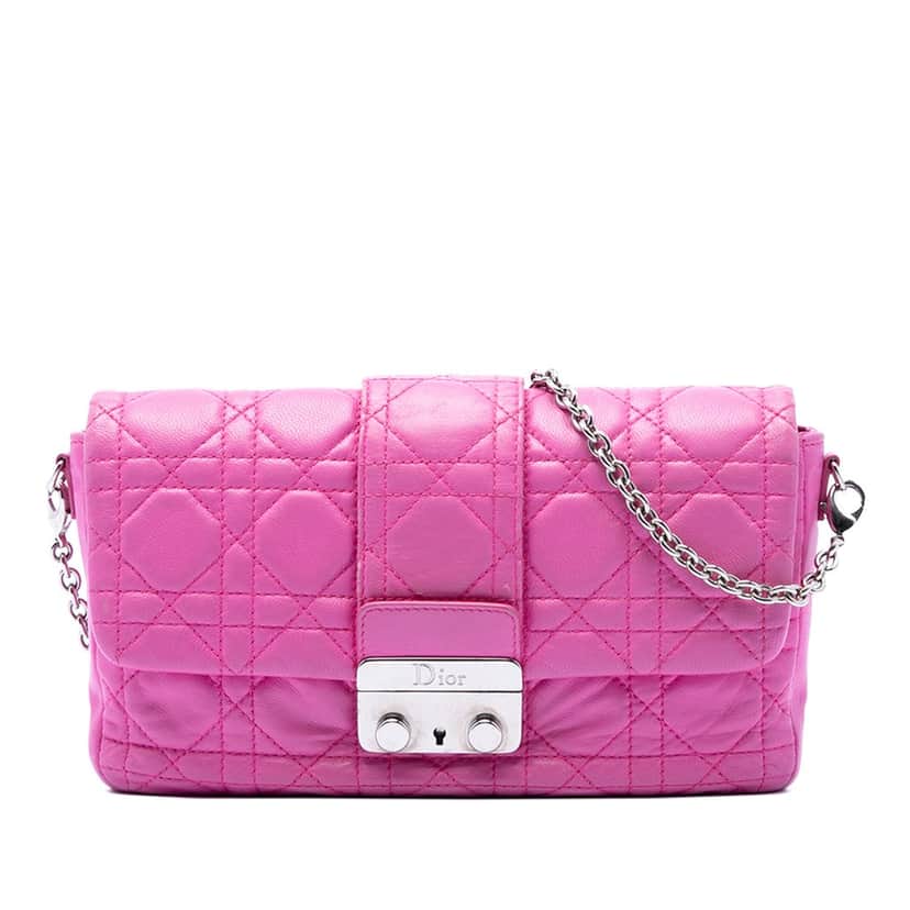 Dior Lambskin Cannage Miss Dior Promenade Crossbody Pink Leather Very good condition - Front View