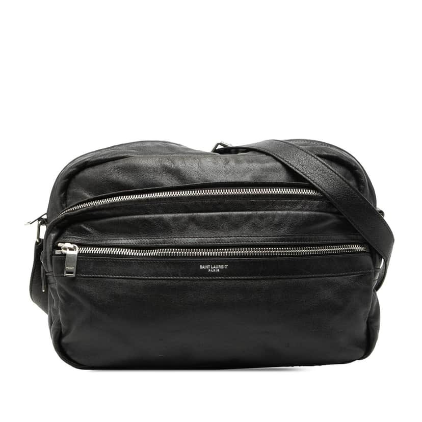 Saint Laurent Lambskin Sid Messenger Bag Black Leather Good condition - Front View
