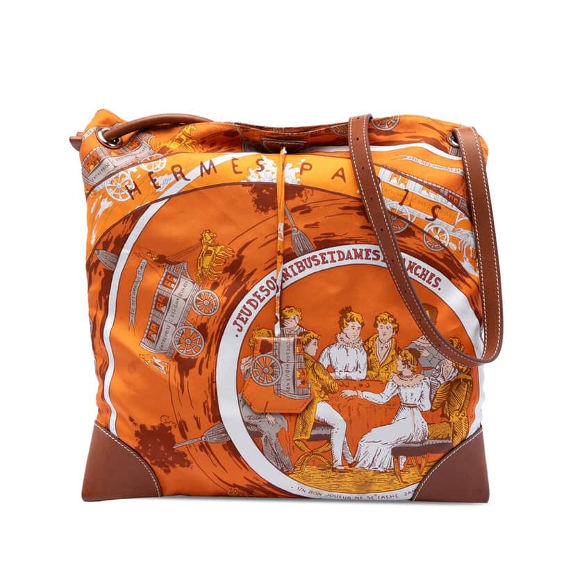 Hermès Silk and Barenia Jeu des Omnibus et des Dames Blanches Silky City PM Orange Very good condition - Front View