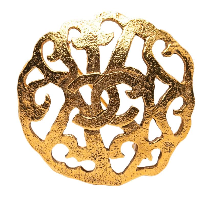 Chanel CC Gold Plated Brooch Gold Metal Very good condition - Front View