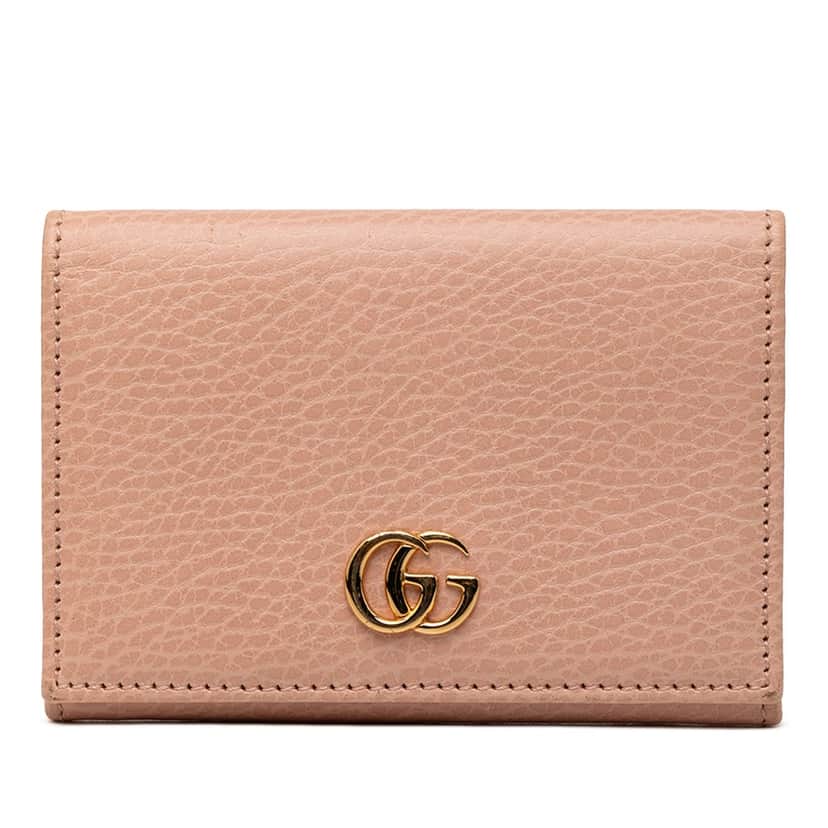 Gucci GG Marmont Calfskin Card Case Wallet Brown Leather Very good condition - Front View