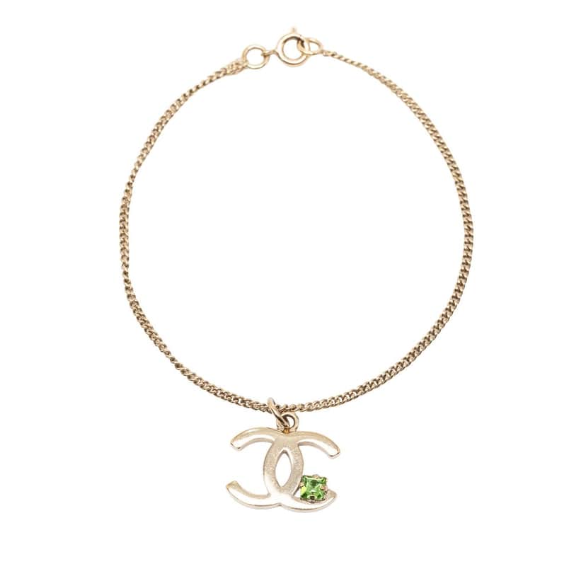 Chanel CC Gold Plated Crystal Bracelet Gold Metal Very good condition - Front View