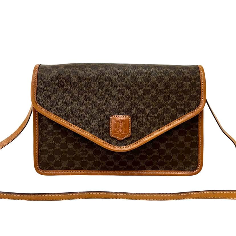 Celine Macadam Coated Canvas Crossbody Brown Very good condition - Front View